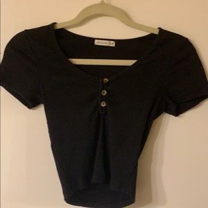 Cotton On Black Crop Top W/ Buttons